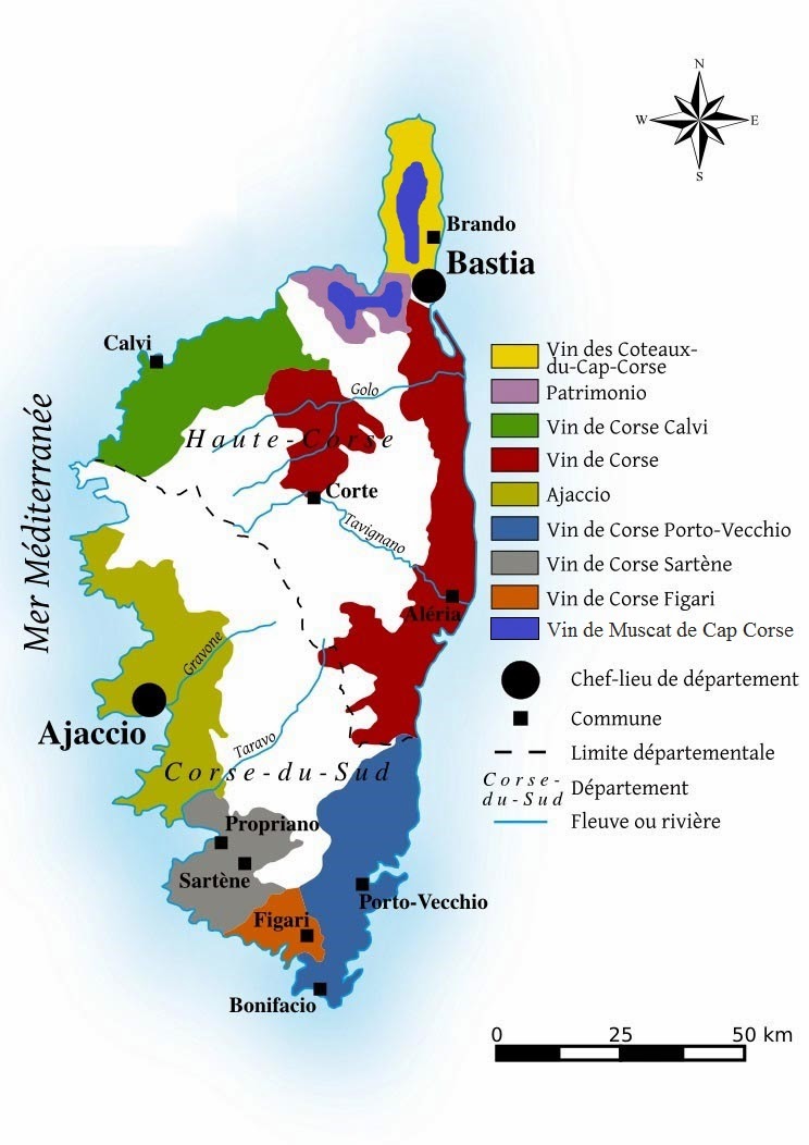 Map of Corsica Wine Regions- Provence WineZine