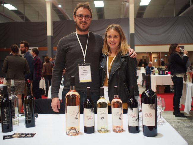 Siblings Fabien and Emilie Brotons were pouring wine from their family estate Clos de l'Ours winery.